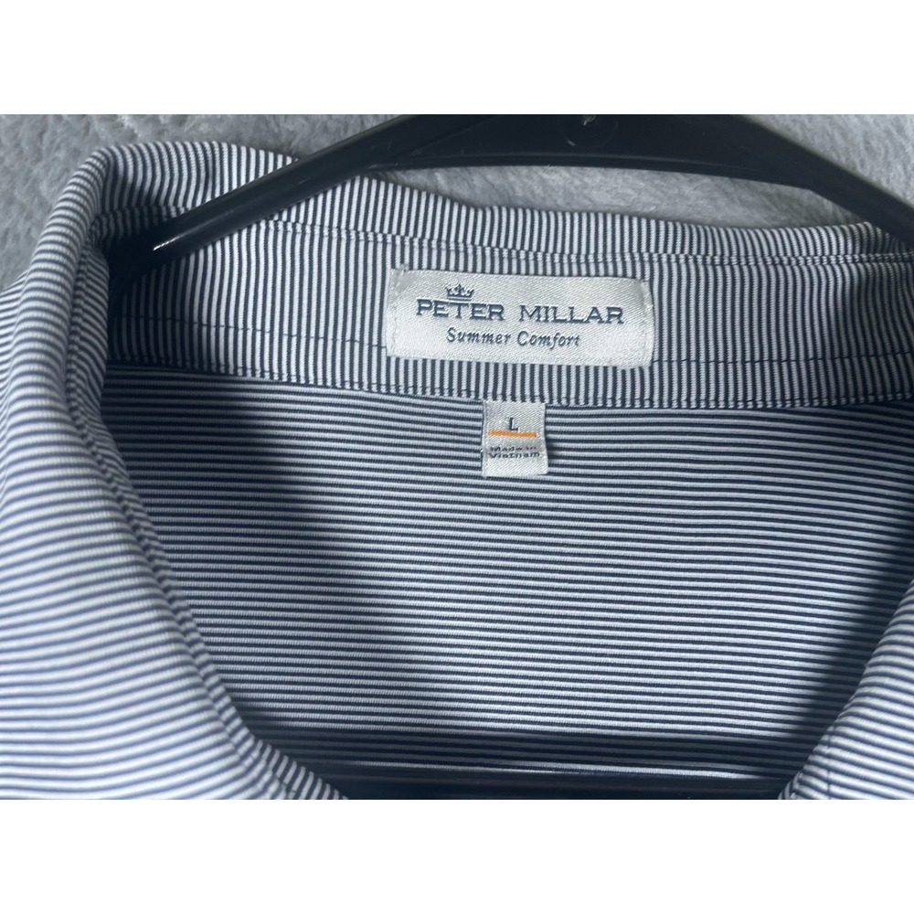 Peter Millar Polo Shirt BMW Championship Power Design Blue White Size Large - Picture 6 of 6